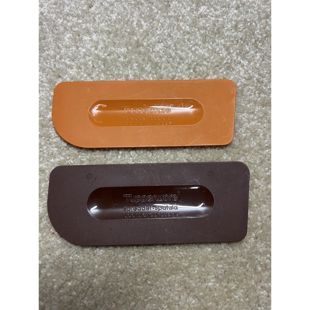 Set of 2 Tupperware Vintage Spreader Spatulas - 1 Orange, 1 Brown